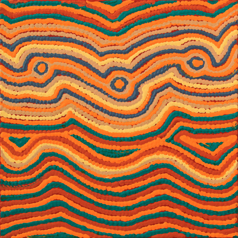 Aboriginal Artwork by Selina Napanangka Fisher, Pikilyi Jukurrpa (Vaughan Springs Dreaming), 30x30cm