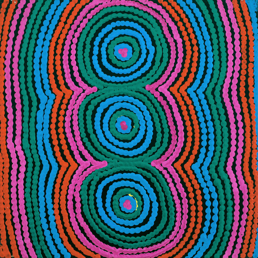 Aboriginal Artwork by Selina Napanangka Fisher, Pikilyi Jukurrpa (Vaughan Springs Dreaming), 30x30cm