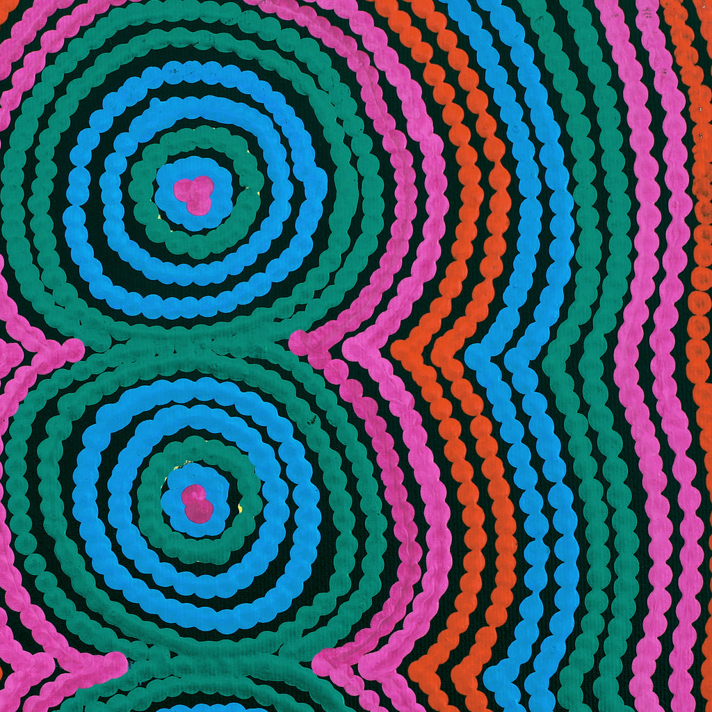Aboriginal Artwork by Selina Napanangka Fisher, Pikilyi Jukurrpa (Vaughan Springs Dreaming), 30x30cm