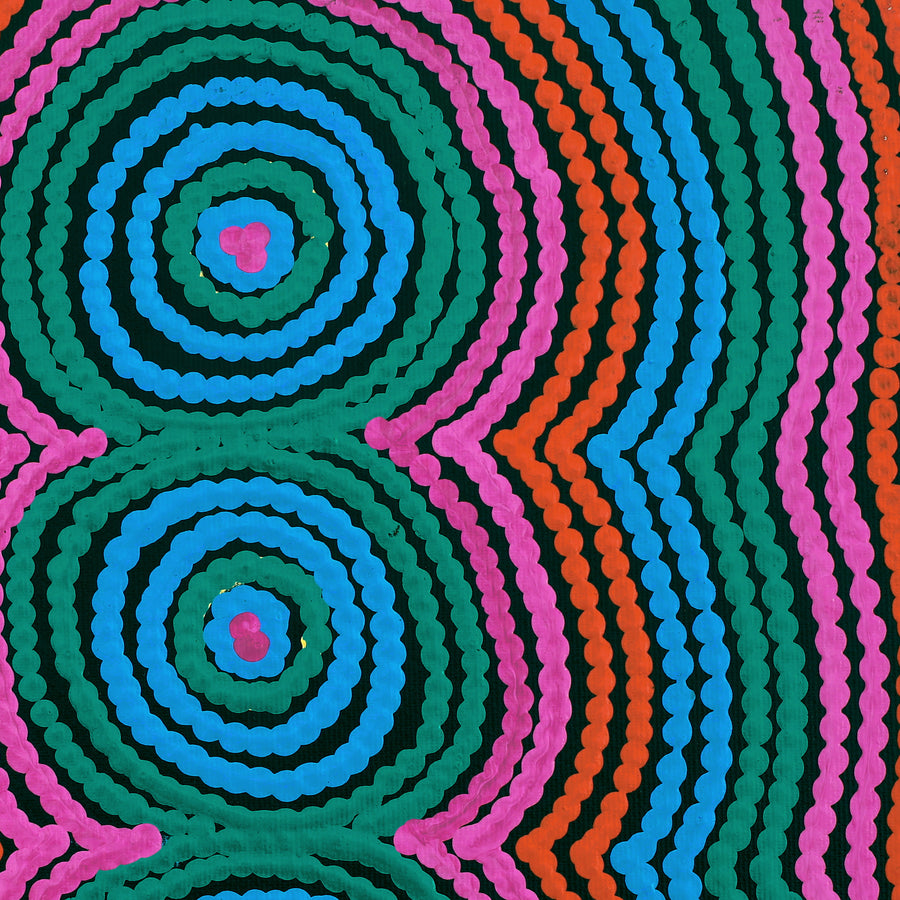 Aboriginal Artwork by Selina Napanangka Fisher, Pikilyi Jukurrpa (Vaughan Springs Dreaming), 30x30cm