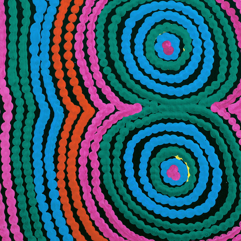 Aboriginal Artwork by Selina Napanangka Fisher, Pikilyi Jukurrpa (Vaughan Springs Dreaming), 30x30cm