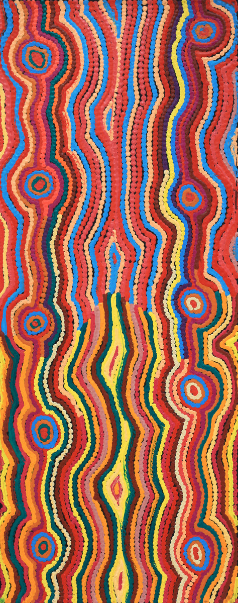 Aboriginal Art by Selina Napanangka Fisher, Pikilyi Jukurrpa (Vaughan Springs Dreaming), 76x30cm - ART ARK®