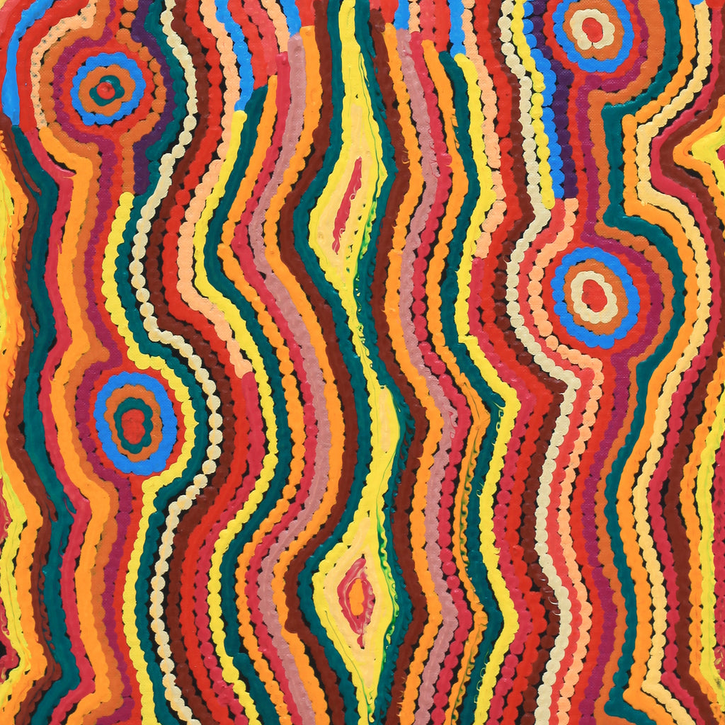 Aboriginal Art by Selina Napanangka Fisher, Pikilyi Jukurrpa (Vaughan Springs Dreaming), 76x30cm - ART ARK®