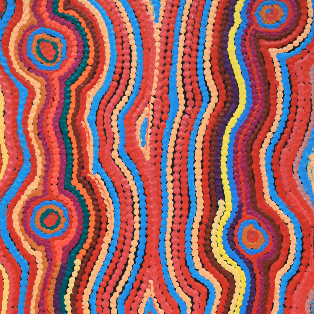 Aboriginal Art by Selina Napanangka Fisher, Pikilyi Jukurrpa (Vaughan Springs Dreaming), 76x30cm - ART ARK®