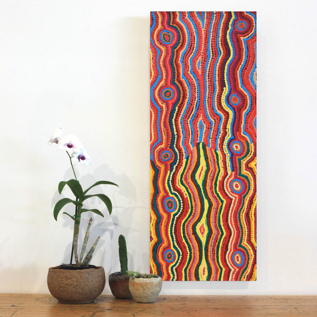 Aboriginal Artwork by Selina Napanangka Fisher, Pikilyi Jukurrpa (Vaughan Springs Dreaming), 76x30cm