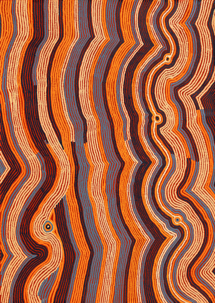 Aboriginal Artwork by Selina Napanangka Fisher, Pikilyi Jukurrpa (Vaughan Springs Dreaming) 107x76cm