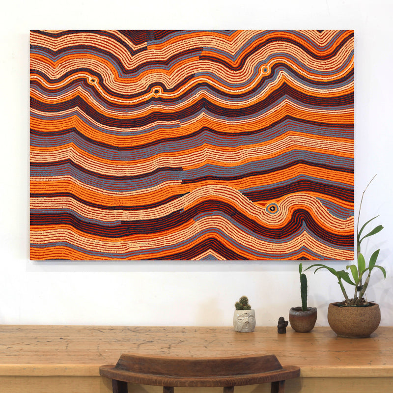 Aboriginal Artwork by Selina Napanangka Fisher, Pikilyi Jukurrpa (Vaughan Springs Dreaming) 107x76cm