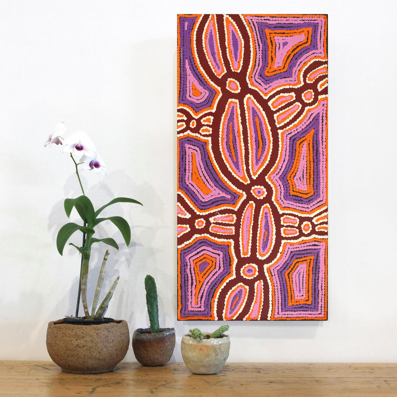 Aboriginal Artwork by Selina Napanangka Fisher, Pikilyi Jukurrpa (Vaughan Springs Dreaming), 61x30cm