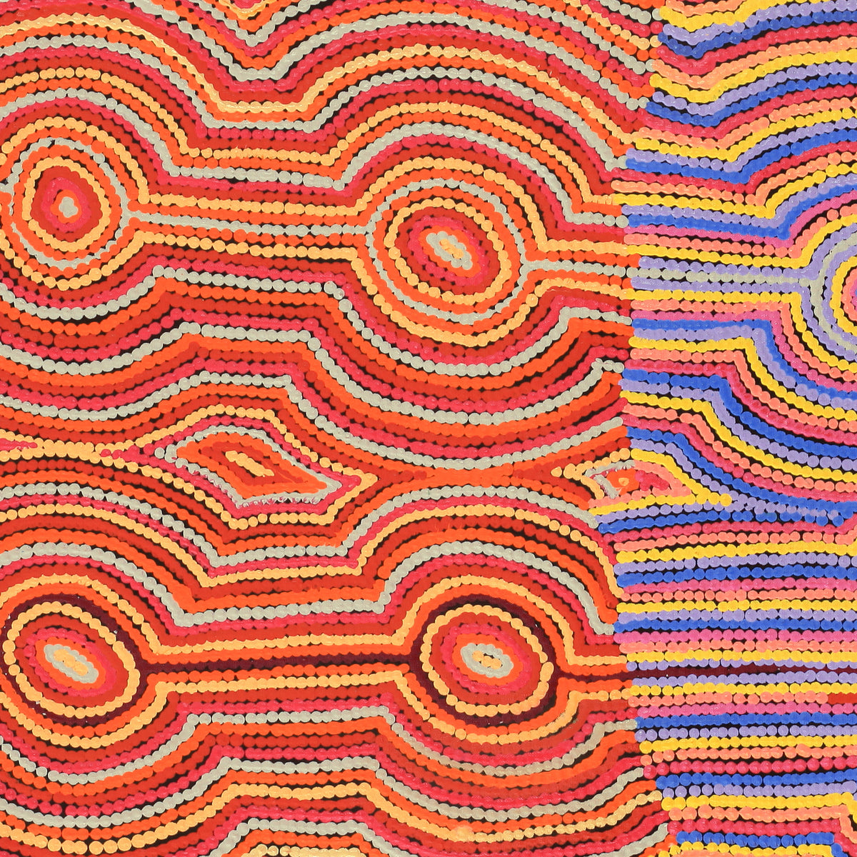 Aboriginal Art by Selina Napanangka Fisher, Pikilyi Jukurrpa (Vaughan Springs Dreaming), 76x76cm - ART ARK®