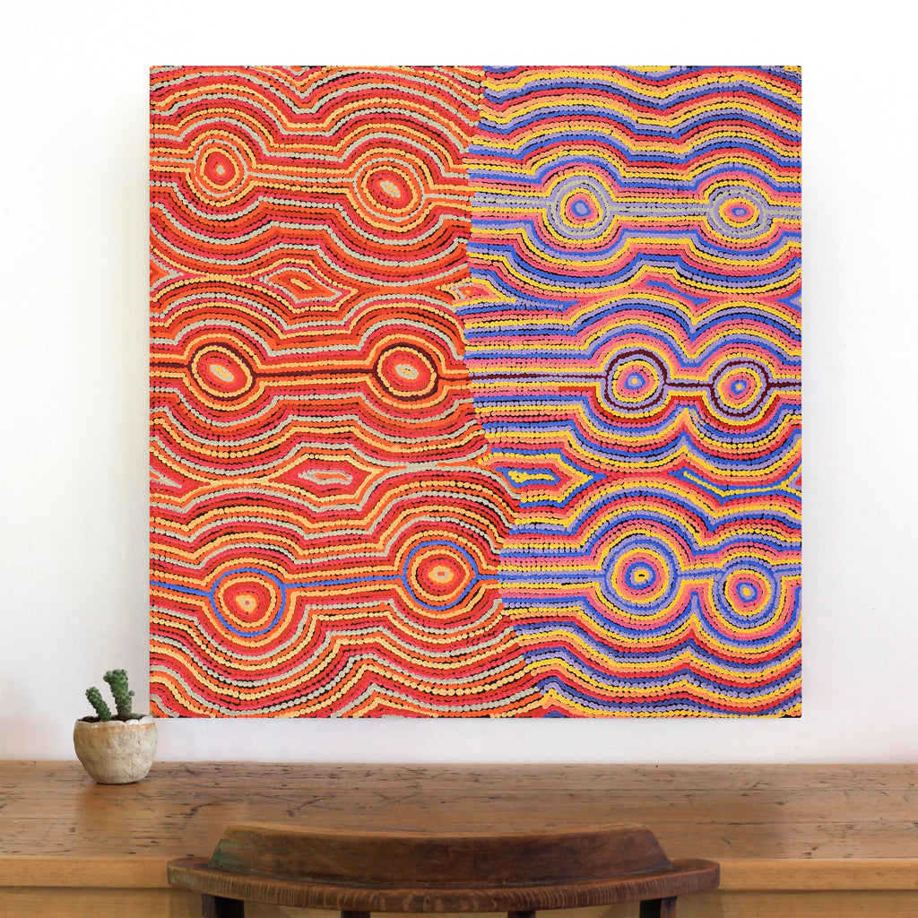 Aboriginal Art by Selina Napanangka Fisher, Pikilyi Jukurrpa (Vaughan Springs Dreaming), 76x76cm - ART ARK®