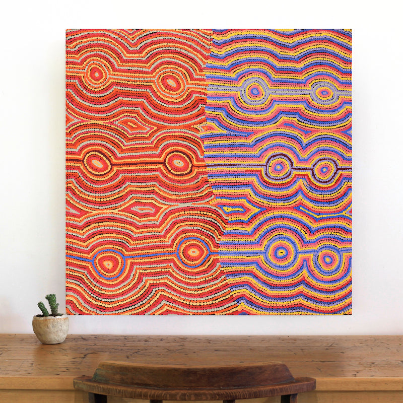 Aboriginal Artwork by Selina Napanangka Fisher, Pikilyi Jukurrpa (Vaughan Springs Dreaming), 76x76cm