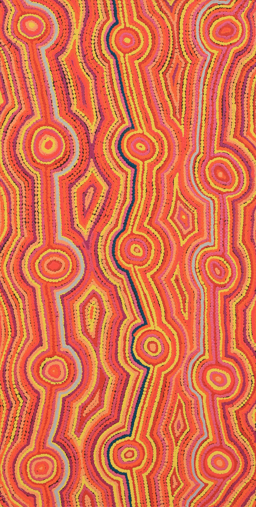 Aboriginal Artwork by Selina Napanangka Fisher, Pikilyi Jukurrpa (Vaughan Springs Dreaming), 91x46cm