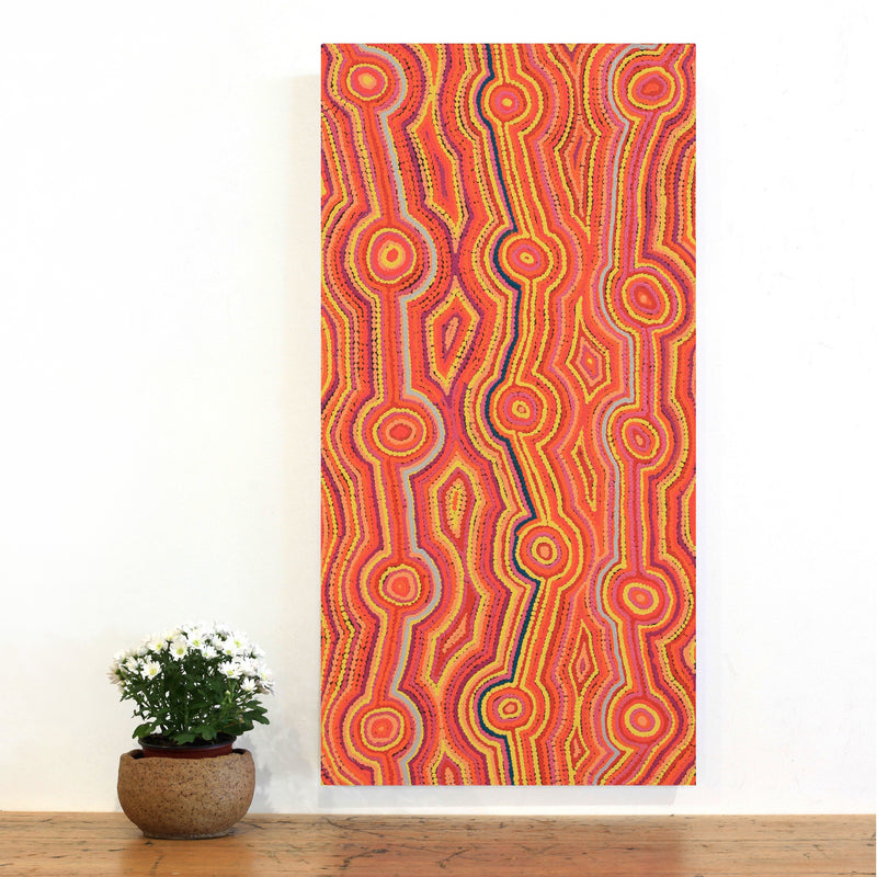 Aboriginal Artwork by Selina Napanangka Fisher, Pikilyi Jukurrpa (Vaughan Springs Dreaming), 91x46cm