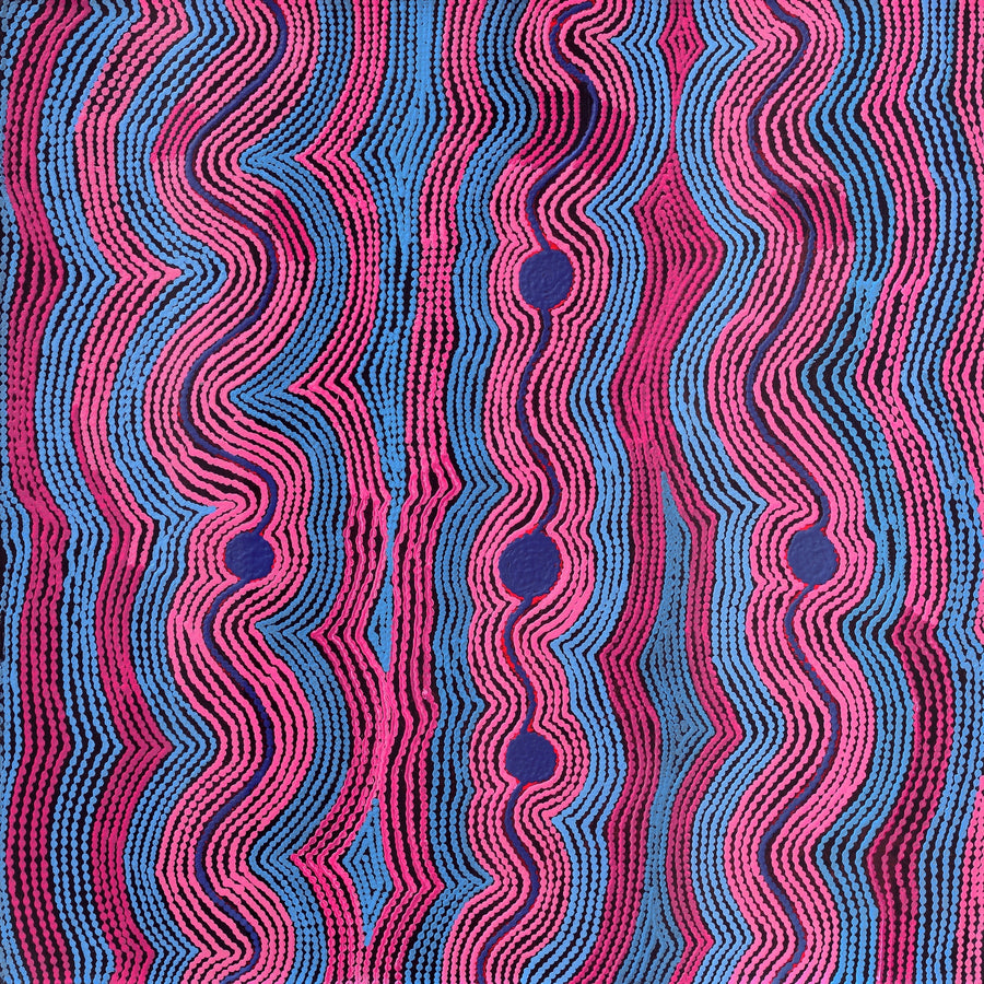 Aboriginal Artwork by Selina Napanangka Fisher, Pikilyi Jukurrpa (Vaughan Springs Dreaming), 91x91cm