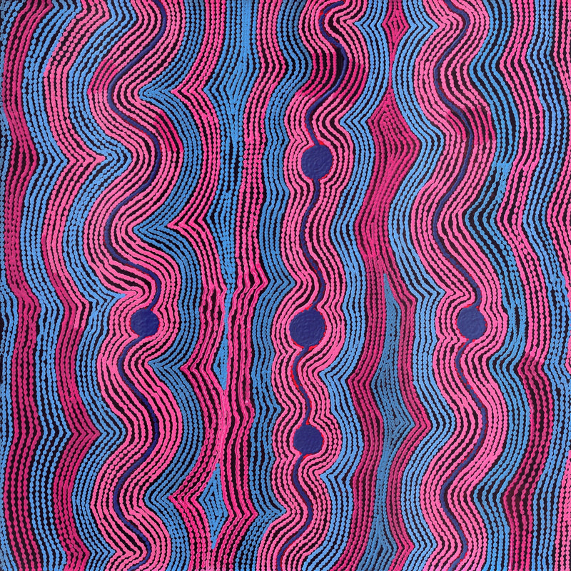 Aboriginal Artwork by Selina Napanangka Fisher, Pikilyi Jukurrpa (Vaughan Springs Dreaming), 91x91cm