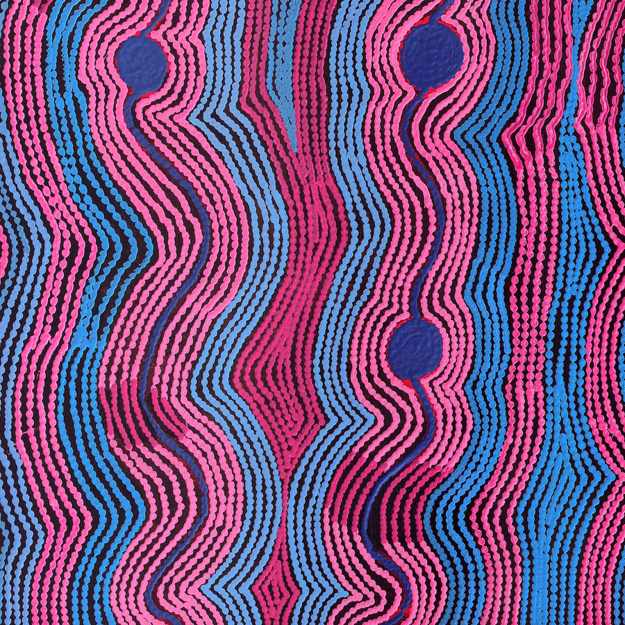 Aboriginal Artwork by Selina Napanangka Fisher, Pikilyi Jukurrpa (Vaughan Springs Dreaming), 91x91cm