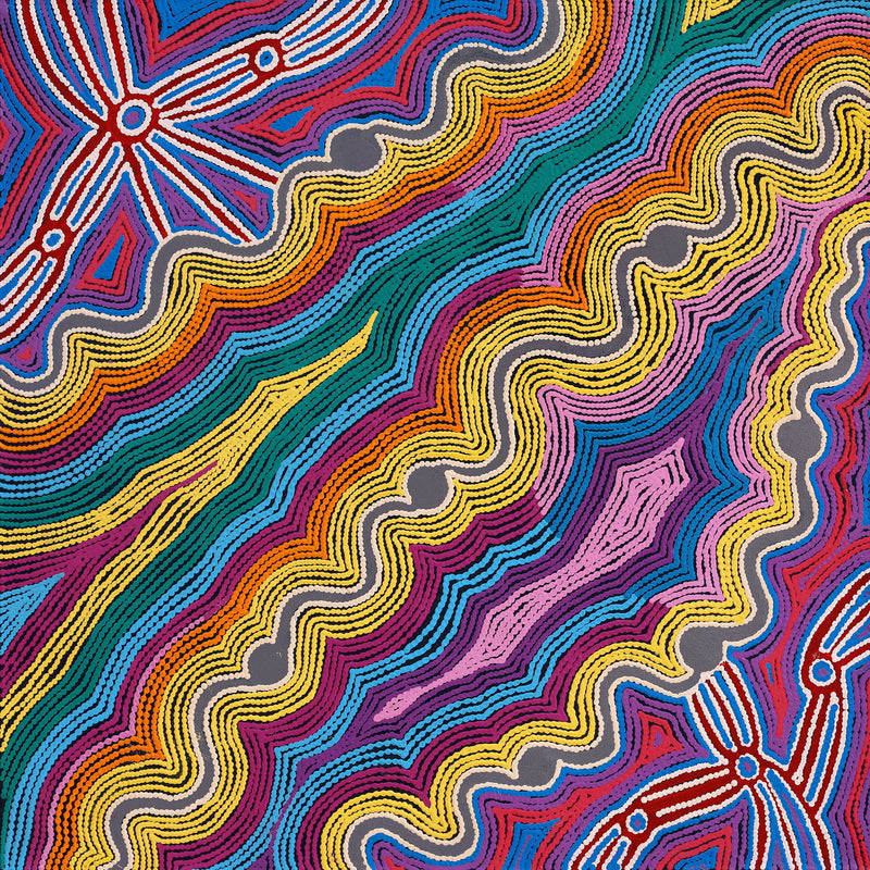 Aboriginal Artwork by Selina Napanangka Fisher, Pikilyi Jukurrpa (Vaughan Springs Dreaming), 91x91cm