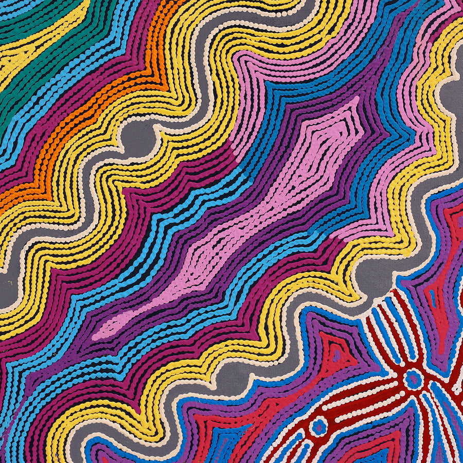 Aboriginal Artwork by Selina Napanangka Fisher, Pikilyi Jukurrpa (Vaughan Springs Dreaming), 91x91cm