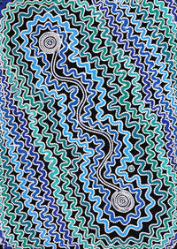 Aboriginal Artwork by Selina Nakamarra Hunter, Ngapa Jukurrpa (Water Dreaming) - Puyurru, 107x76cm