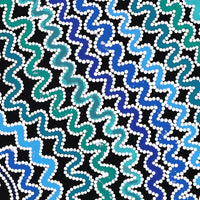 Aboriginal Artwork by Selina Nakamarra Hunter, Ngapa Jukurrpa (Water Dreaming) - Puyurru, 107x76cm