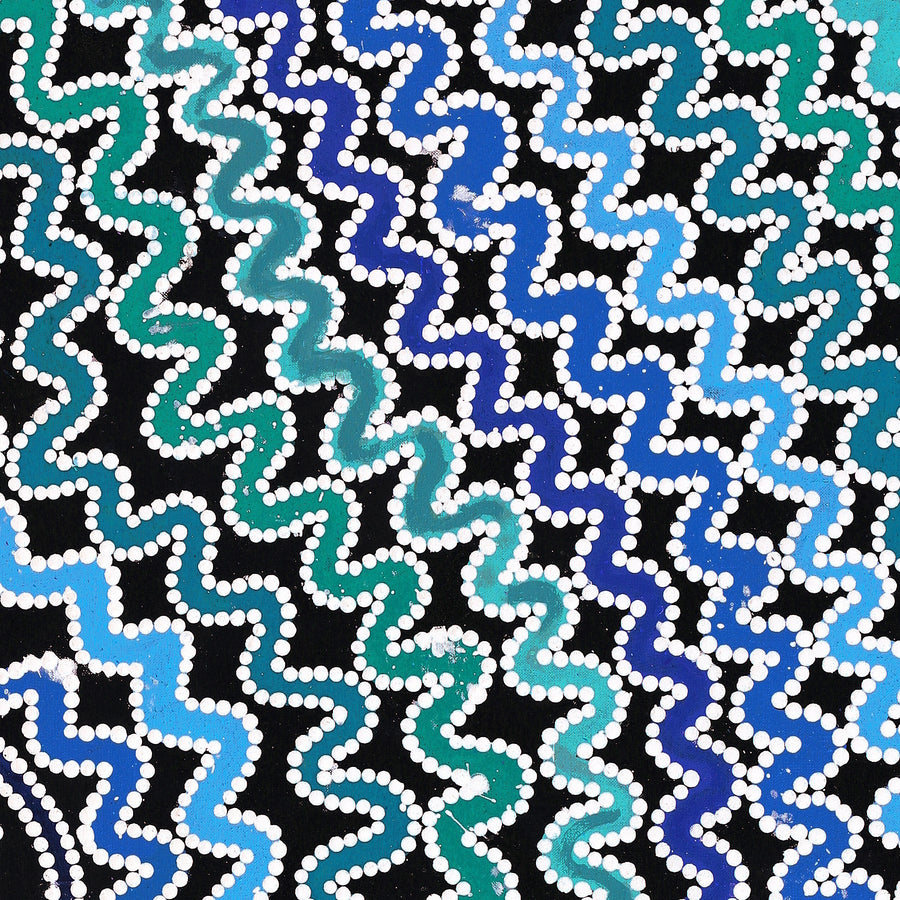 Aboriginal Artwork by Selina Nakamarra Hunter, Ngapa Jukurrpa (Water Dreaming) - Puyurru, 107x76cm