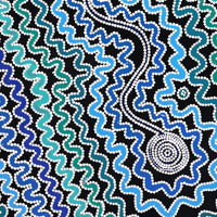 Aboriginal Artwork by Selina Nakamarra Hunter, Ngapa Jukurrpa (Water Dreaming) - Puyurru, 107x76cm