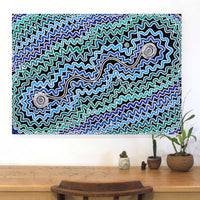 Aboriginal Artwork by Selina Nakamarra Hunter, Ngapa Jukurrpa (Water Dreaming) - Puyurru, 107x76cm