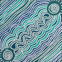 Aboriginal Artwork by Selina Nakamarra Hunter, Ngapa Jukurrpa (Water Dreaming) - Puyurru, 30x30cm