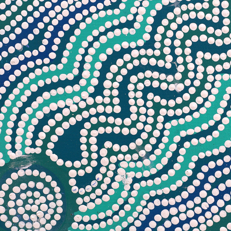 Aboriginal Artwork by Selina Nakamarra Hunter, Ngapa Jukurrpa (Water Dreaming) - Puyurru, 30x30cm