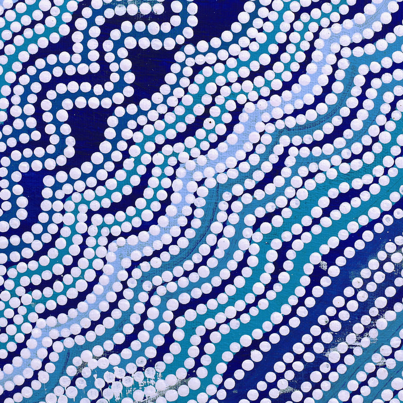 Aboriginal Artwork by Selina Nakamarra Hunter, Ngapa Jukurrpa (Water Dreaming) - Puyurru, 30x30cm