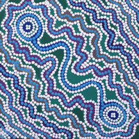 Aboriginal Artwork by Selina Nakamarra Hunter, Ngapa Jukurrpa (Water Dreaming) - Puyurru, 30x30cm