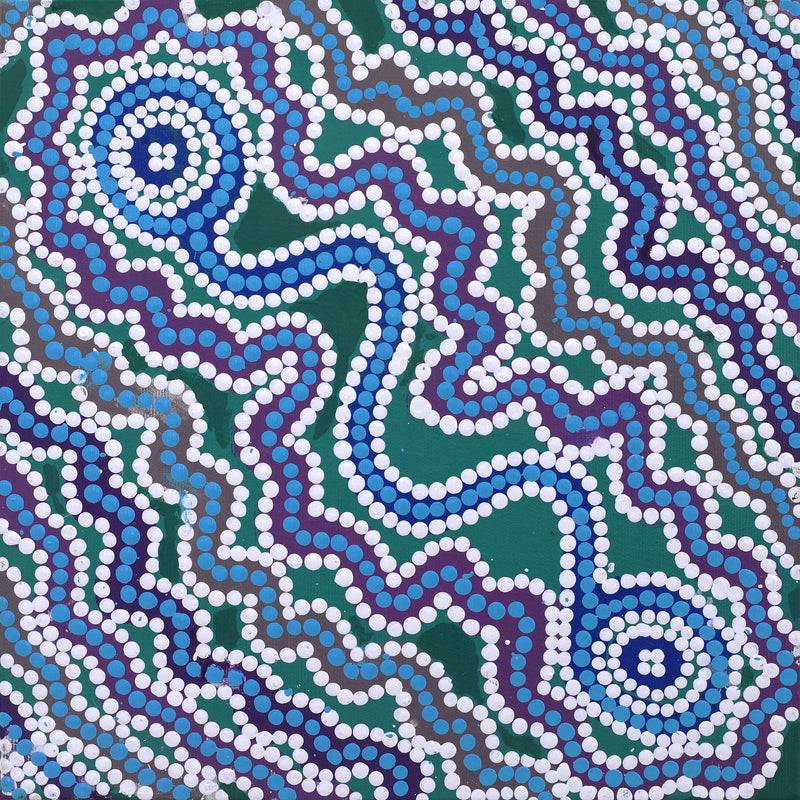 Aboriginal Artwork by Selina Nakamarra Hunter, Ngapa Jukurrpa (Water Dreaming) - Puyurru, 30x30cm