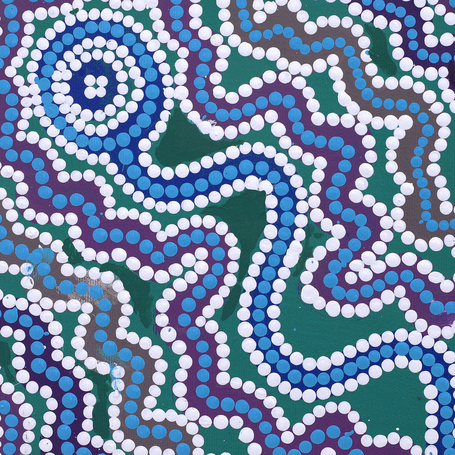 Aboriginal Artwork by Selina Nakamarra Hunter, Ngapa Jukurrpa (Water Dreaming) - Puyurru, 30x30cm