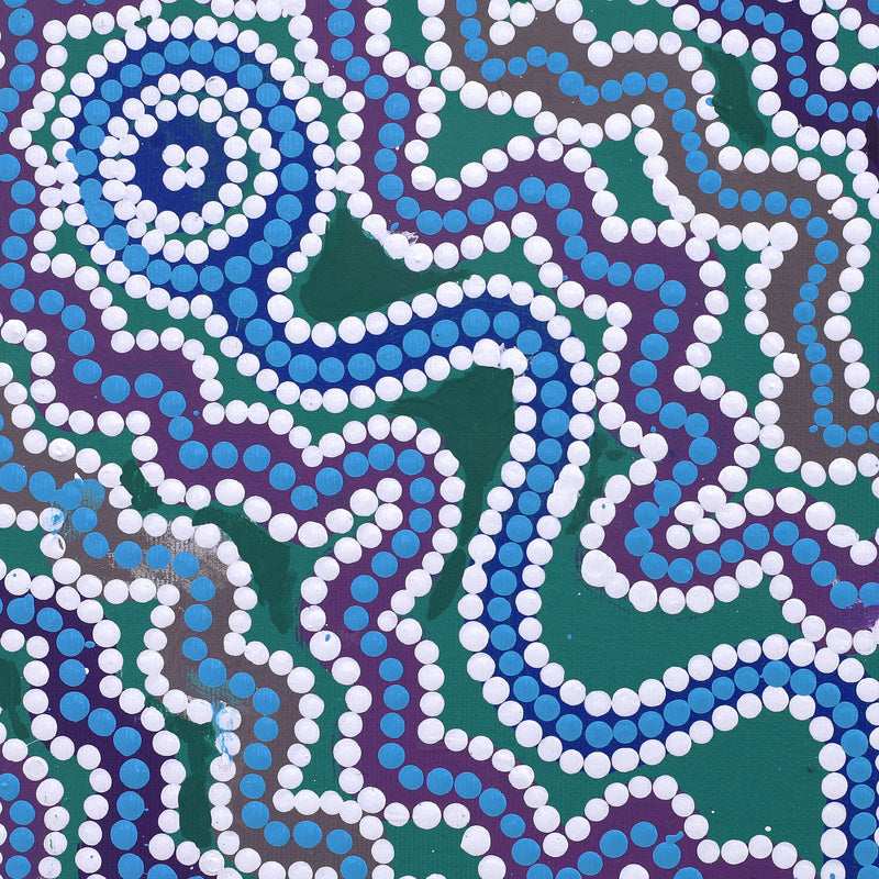 Aboriginal Artwork by Selina Nakamarra Hunter, Ngapa Jukurrpa (Water Dreaming) - Puyurru, 30x30cm