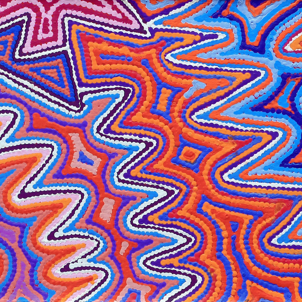 Aboriginal Artwork by Selina Napanangka Fisher, Ngapa Jukurrpa (Water Dreaming) - Puyurru, 122x30cm