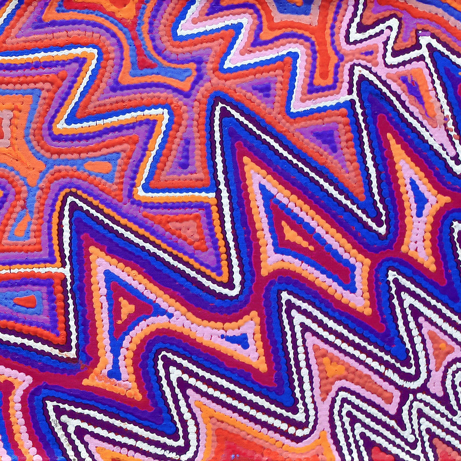 Aboriginal Artwork by Selina Napanangka Fisher, Ngapa Jukurrpa (Water Dreaming) - Puyurru, 122x30cm