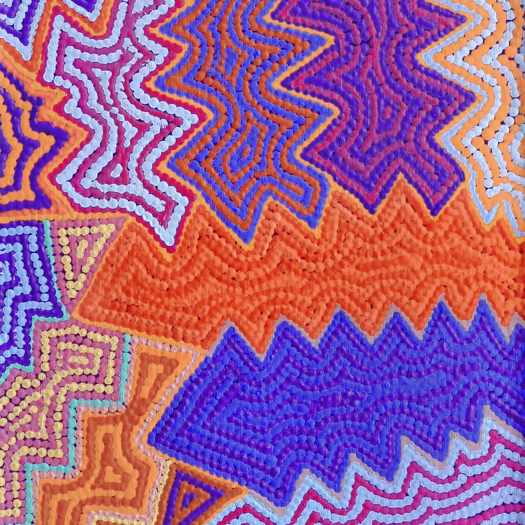 Aboriginal Art by Selina Napanangka Fisher, Ngapa Jukurrpa (Water Dreaming) - Puyurru, 122x30cm - ART ARK®