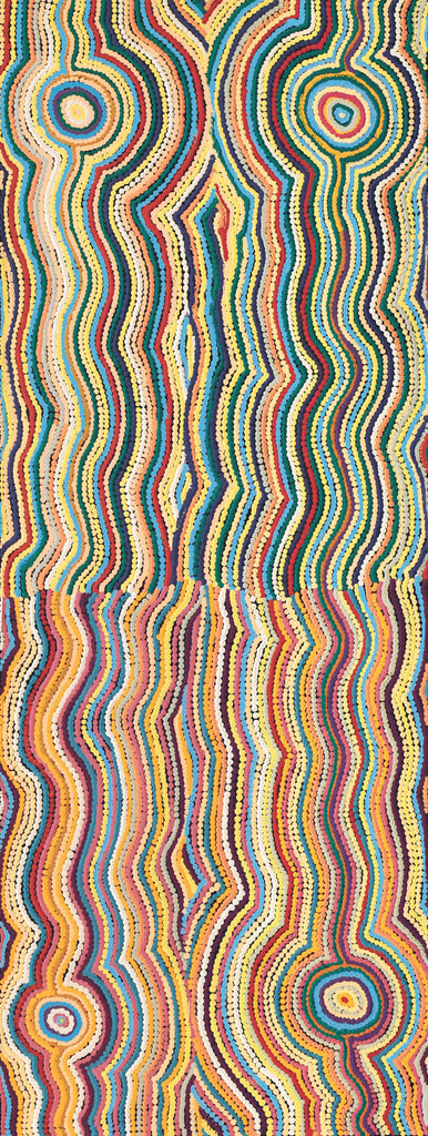 Aboriginal Artwork by Selina Napanangka Fisher, Pikilyi Jukurrpa (Vaughan Springs Dreaming), 122x46cm