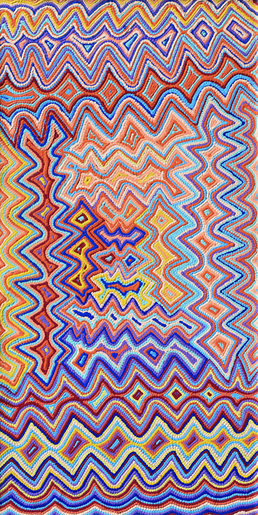 Aboriginal Artwork by Selina Napanangka Fisher, Ngapa Jukurrpa (Water Dreaming) - Puyurru, 122x61cm