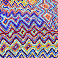 Aboriginal Artwork by Selina Napanangka Fisher, Ngapa Jukurrpa (Water Dreaming) - Puyurru, 122x61cm