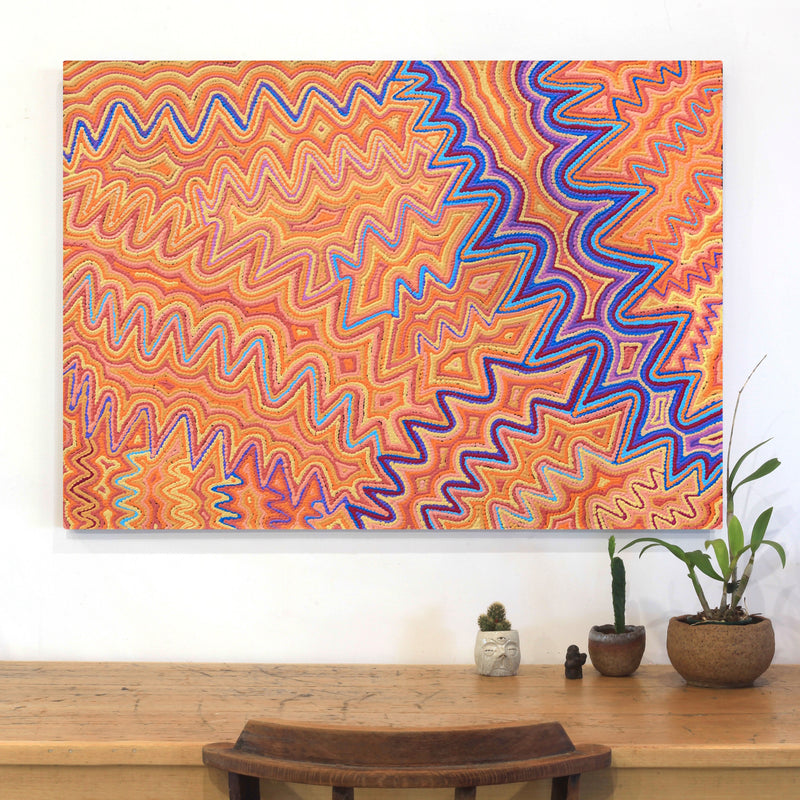 Aboriginal Artwork by Selina Napanangka Fisher, Pikilyi Jukurrpa (Vaughan Springs Dreaming) 107x76cm