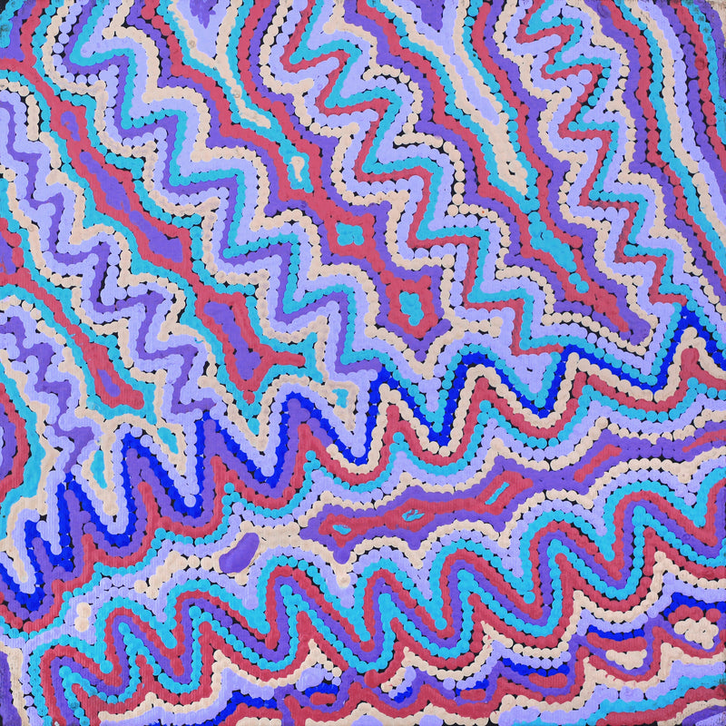 Aboriginal Artwork by Selina Napanangka Fisher, Ngapa Jukurrpa (Water Dreaming) - Puyurru, 30x30cm