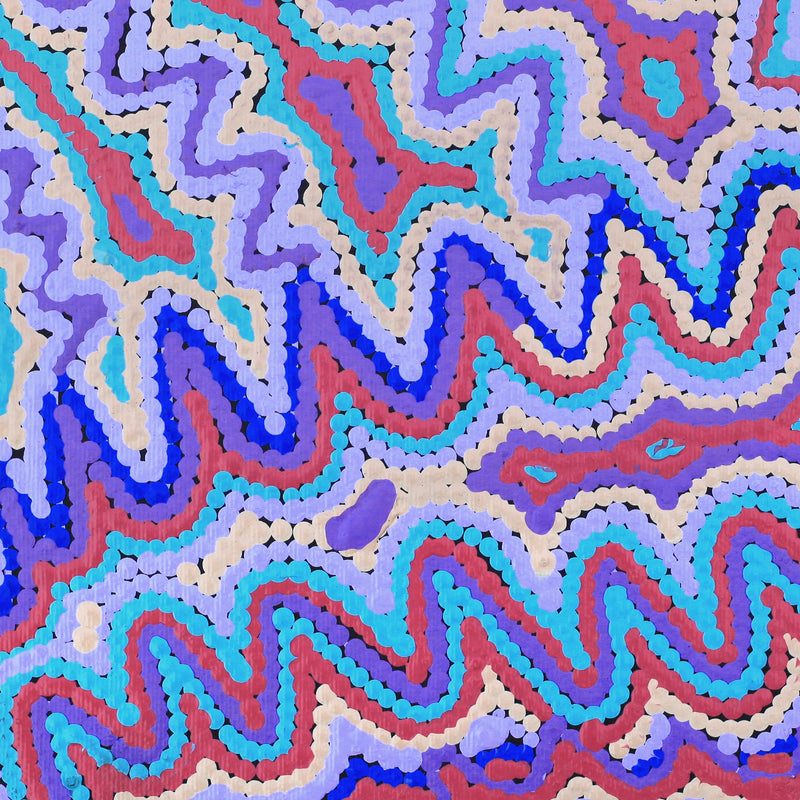 Aboriginal Artwork by Selina Napanangka Fisher, Ngapa Jukurrpa (Water Dreaming) - Puyurru, 30x30cm