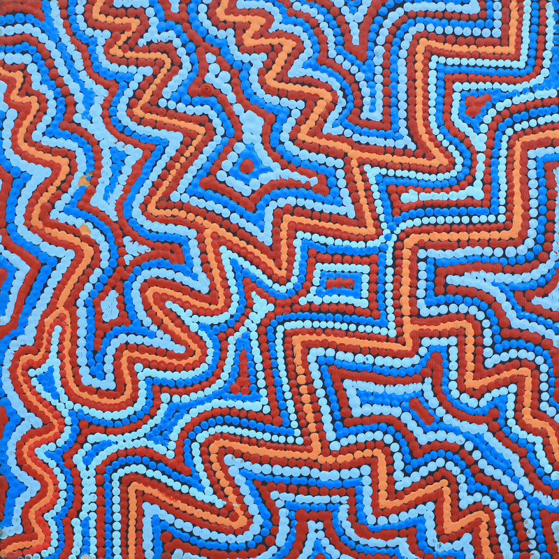 Aboriginal Artwork by Selina Napanangka Fisher, Ngapa Jukurrpa (Water Dreaming) - Puyurru, 30x30cm