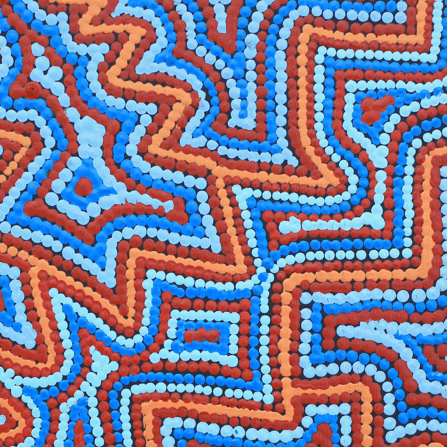 Aboriginal Artwork by Selina Napanangka Fisher, Ngapa Jukurrpa (Water Dreaming) - Puyurru, 30x30cm