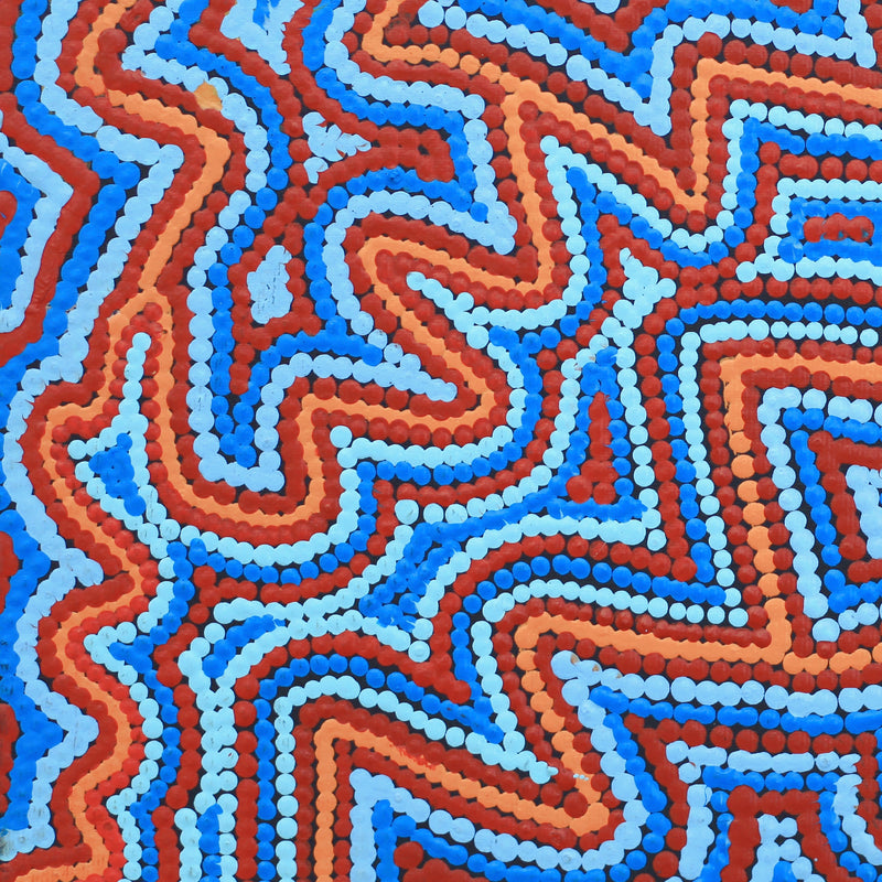 Aboriginal Artwork by Selina Napanangka Fisher, Ngapa Jukurrpa (Water Dreaming) - Puyurru, 30x30cm