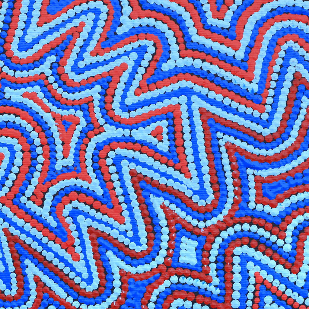 Aboriginal Artwork by Selina Napanangka Fisher, Ngapa Jukurrpa (Water Dreaming) - Puyurru, 30x30cm