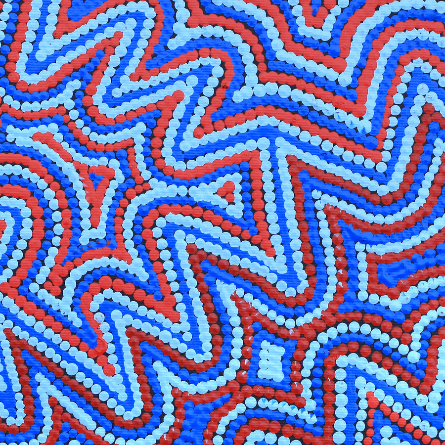 Aboriginal Artwork by Selina Napanangka Fisher, Ngapa Jukurrpa (Water Dreaming) - Puyurru, 30x30cm