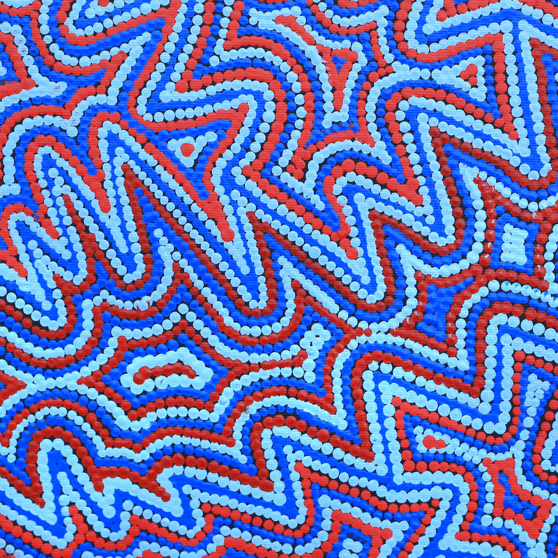 Aboriginal Artwork by Selina Napanangka Fisher, Ngapa Jukurrpa (Water Dreaming) - Puyurru, 30x30cm