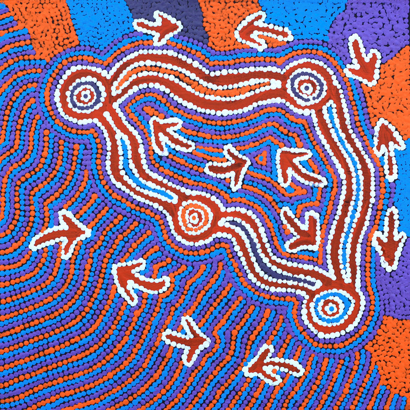 Aboriginal Artwork by Sabrina Nungarrayi Gibson, Yankirri Jukurrpa (Emu Dreaming) - Ngarlikurlangu, 30x30cm